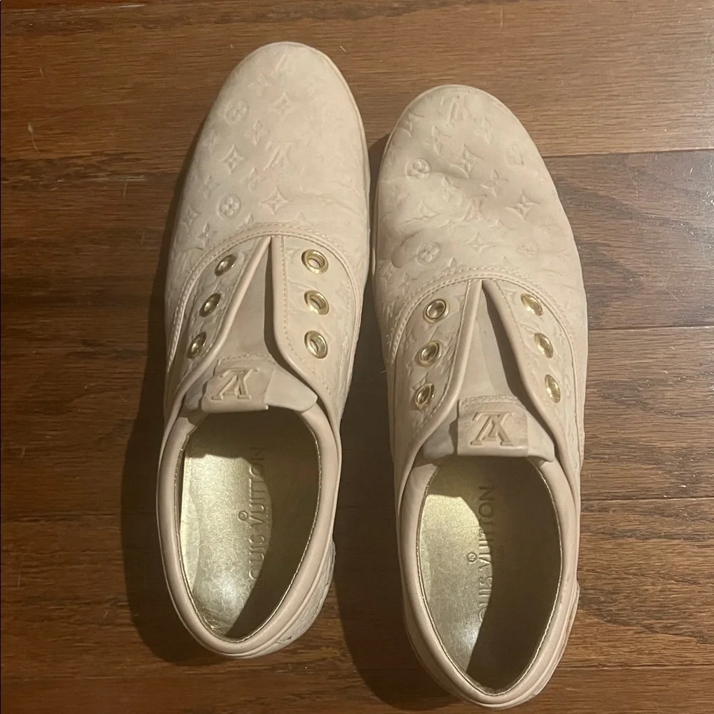 Louis Vuitton Powder Pink Monogram Nubuck Leather Popincourt Sneakers Size 37.5 - Picture 8 of 9